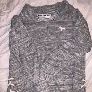 Stylish light grey PINK quarter zip!